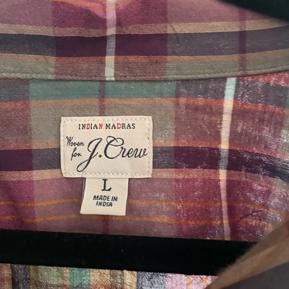 J. Crew Men's Purple and Green Plaid Shirt - Picture 3 of 3
